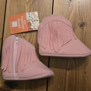 Baby Girl Fashion Pink Zipper Cowgirl Fringe Boots 6 To 12 Months
